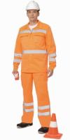Костюм Магистраль-специалист: куртка длинная, полукомбинезон оранжевый со светоотражающими полосами