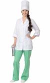 Медицинский костюм Жасмин женский: куртка, брюки, колпак белый с салатовым
