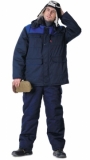 Куртка Профессионал длиннная, зимняя тёмно-синяя с васильковым