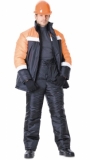 Костюм Гастарбайтер зимний: куртка, брюки чёрный с оранжевым и светоотражающей полосой