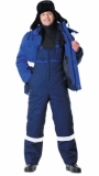 Костюм Новатор зимний: куртка короткая, полукомбинезон синий с васильковым и светоотражающей полосой