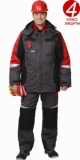 Костюм Фаворит-Мега: зимний куртка длинная, полукомбинезон темно-серый с черным и красным и светоотражающей полосой