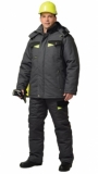 Костюм Ховард: зимний куртка длинная, брюки темно-серый с черным и лимонной отделкой