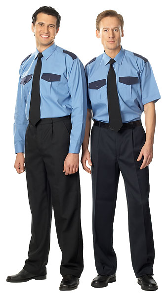 Сорочка мужская «Охранник» с длинным рукавом, голубая с синей отделкой