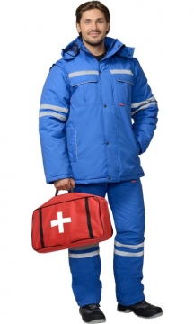 Костюм Скорая помощь мужской зимний: куртка, полукомбинезон васильковый