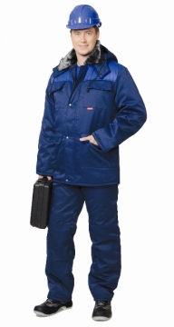Костюм Профессионал зимний: куртка длинная, полукомбинезон синий с васильковым