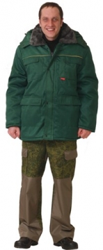 Куртка Профессионал длинная, зимняя зеленая