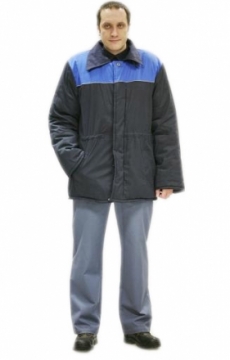 Куртка «БРИГАДИР» дл., муж. (п-но 100% х/б,вата) темно-синяя с васильковым и СОК