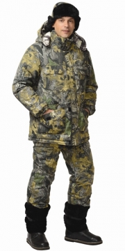 Костюм Хамелеон: куртка длинная, полукомбинезон камуфлированный Зима + КМФ Лист
