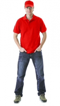 Рубашка-поло короткие рукава красная, пл. 205 г/кв.м.
